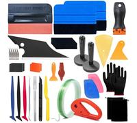 Prebarfun 60 Pezzi Kit di Pellicola per Vetri Auto,Vinile Spatola per Pellicole Adesive con Borsa Porta Attrezzi,Kit Wrapping Pellicola Oscurante Vetri Auto,5M Corda Taglia Pellicole,Raschietto