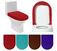 Preboun 4 coperture per tavoletta del WC, con bordi elastici, copertura standard morbida, lavabile in lavatrice, universale, per la maggior parte dei coperchi dei WC (colori vivaci)