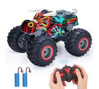 PREBOX Monster Truck telecomandato per ragazzi 8-12 - Auto RC Bull Auto giocattolo per bambini dai 4 ai 7 anni, regali di compleanno per ragazzi con musica e luci