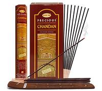 Precious Chandan (legno di sandalo indiano) Bastoncini di incenso e supporto per bastoncini di incenso Insence Insense Hem