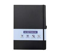 PRECIOUS LONDON Taccuino formato A4 con copertina rigida, a righe, con portapenne, di alta qualità, colore: nero