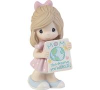 Precious Moments 203005 Mom, You Deserve The World Girl Bisque Porcellana Figurine
