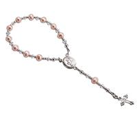 Precious Pieces - Rosario per battesimo in argento Sterling, colore: Rosa