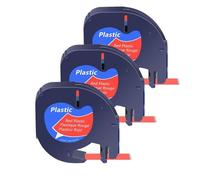 PrecisGear 3/5/10 pezzi di nastri Letra Tag da 12 mm in plastica for etichette compatibili con A16952 A16951 A12267 etichettatrice QX50(3PK Red-Plastic)