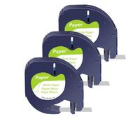 PrecisGear 3/5/10 pezzi di nastri Letra Tag da 12 mm in plastica for etichette compatibili con A16952 A16951 A12267 for etichettatrice QX50(3PK White-Paper)