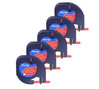 PrecisGear 3/5/10 pezzi di nastri Letra Tag da 12 mm in plastica for etichette compatibili con A16952 A16951 A12267 etichettatrice QX50(5PK Red-Plastic)