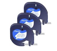 PrecisGear 3/5/10 pezzi di nastri Letra Tag da 12 mm in plastica for etichette compatibili con A16952 A16951 A12267 etichettatrice QX50(3PK White-Plastic)