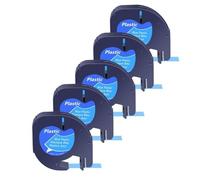PrecisGear 3/5/10 pezzi di nastri Letra Tag da 12 mm in plastica for etichette compatibili con A16952 A16951 A12267 etichettatrice QX50(5PK Blue-Plastic)