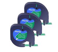 PrecisGear 3/5/10 pezzi di nastri Letra Tag da 12 mm in plastica for etichette compatibili con A16952 A16951 A12267 etichettatrice QX50(3PK Green-Plastic)