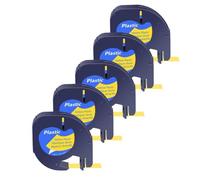 PrecisGear 3/5/10 pezzi di nastri Letra Tag da 12 mm in plastica for etichette compatibili con A16952 A16951 A12267 for etichettatrice QX50(5PK Yellow-Plastic)