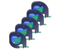 PrecisGear 3/5/10 pezzi di nastri Letra Tag da 12 mm in plastica for etichette compatibili con A16952 A16951 A12267 etichettatrice QX50(5PK Green-Plastic)