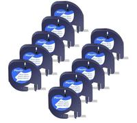 PrecisGear 3/5/10 pezzi di nastri Letra Tag da 12 mm in plastica for etichette compatibili con A16952 A16951 A12267 etichettatrice QX50(10PK White-Plastic)
