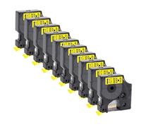PrecisGear 5 10pc compatibili D1 45013 45018 45010 12mm Etichetta nastro nero su lavori gialli bianchi con etichetta 160 280 stampante etichetta per la parte numero D1(10PK Black on Yellow)