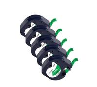 PrecisGear 5PK 10PK 12mm Nastro per etichette bianche in plastica compatibile con LT-100H LT100H per il numero di parte 91201 91221 91331 91202(5PK Black on Green)