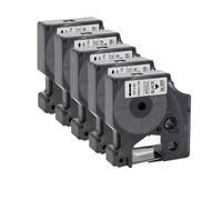 PrecisGear 5PK 45013 45010 45018 45022 Labels Compatible With 12mm D1 Tape For Label Printer 160 280 260D 300 / Similar LabelManager(Black on Silver)