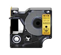 PrecisGear 6/9/12/19/24mm Etichetta nastro compatibile con D1 45010 45021 Funziona con il gestore di etichette 100 150 200 250 STAMPA TERZO(Black on Gold)