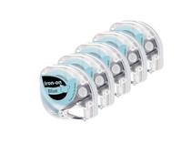 PrecisGear Confezione da 3/5 nastri for etichette termoadesive in tessuto for abbigliamento, uso domestico, compatibili con l'etichettatrice termica P12(5-Black on Blue)