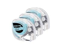 PrecisGear Confezione da 3/5 nastri for etichette termoadesive in tessuto for abbigliamento, uso domestico, compatibili con l'etichettatrice termica P12(3-Black on Blue)