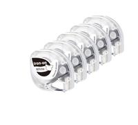 PrecisGear Confezione da 3/5 nastri for etichette termoadesive in tessuto for abbigliamento, uso domestico, compatibili con l'etichettatrice termica P12(5-Black on White)