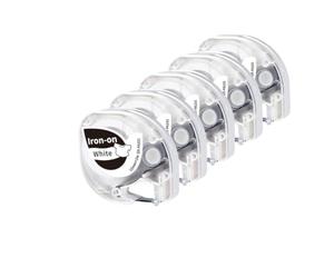 PrecisGear Confezione da 3/5 nastri for etichette termoadesive in tessuto for abbigliamento, uso domestico, compatibili con l'etichettatrice termica P12(5-Black on White)