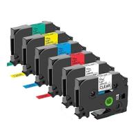 PrecisGear Nastro for etichette in colori misti da 12 mm, 1/5/6/10 pezzi, compatibile con TZE231 131 631 431 335 for modelli di etichettatrici PT-D600 PTH110 PTP710BT(6PK Mixed Colors)