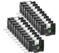 PrecisGear Nastro for etichette nero su bianco da 20 pezzi da 18 mm, compatibile con nastro laminato standard TZe-241 PT-1000 PT-D200