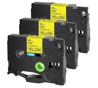 PrecisGear Tappeti ID flessibili 3 4 5 10pcs etichetta laminata 12 mm compatibile con PT-1000 PT-D450 Modelli di stampante etichetta TZ TZE-FX231 8K1927225B(3PK Black on Yellow)