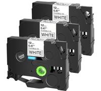 PrecisGear Tappeti ID flessibili 3 4 5 10pcs etichetta laminata 12 mm compatibile con PT-1000 PT-D450 Modelli di stampante etichetta TZ TZE-FX231 8K1927225B(3PK Black on White)