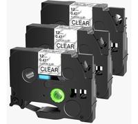 PrecisGear Tappeti ID flessibili 3 4 5 10pcs etichetta laminata 12 mm compatibile con PT-1000 PT-D450 Modelli di stampante etichetta TZ TZE-FX231 8K1927225B(3PK Black on Clear)