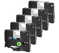 PrecisGear TASSE LAMINATI ID flessibili 5 10pc compatibili con TZ TZE-FX231 FX131 FX631 6 9 12 18 24 mm etichette per la sostituzione di terze parti universali PT-1000(5PK Black on White)