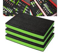 Precision Defined Schiuma per Cassette degli Attrezzi - Inserti in Schiuma per Custodie, Shadow Foam, per Attrezzi - Nero/Verde (45,7 x 30,4 x 5 cm, Confezione da 3)