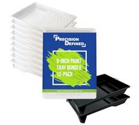 Precision Defined Vaschetta per Rullo Pittura da 23 cm, Include 2 Vaschette Plastica per Vernice e 10 Vassoi da Rullo per Pittura Usa e Getta, Ricambi per Vaschette PD