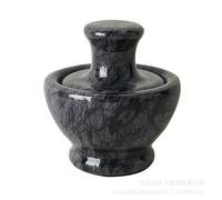 Precision Mortaio e pestello in marmo con testa di fungo - Macinatore manuale for spezie e pillole d'aglio(Black)