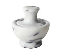 Precision Mortaio e pestello in marmo con testa di fungo - Macinatore manuale for spezie e pillole d'aglio(White)