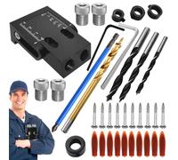 Precision Pocket Hole Jig Kit, Woodworking Positioning Guide, Regolabile 15° Angolo Drilling Locator System, Set completo per progetti di legno, costruzione durevole