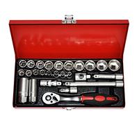 PRECISION STEEL Cofanetto cricchetto + prese da 3/8". 26 pezzi