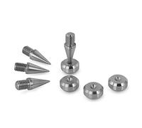PrecisionGeek - Punte e cuscinetti per altoparlanti, acciaio inossidabile, punte M6, cono diametro 10 mm e cuscinetti diametro 16 mm, forma smussata