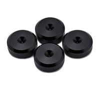 PrecisionGeek - Set di 4 cuscinetti per altoparlanti, in alluminio anodizzato nero, diametro 20 mm, forma smussata, per altoparlanti, supporto HiFi, armadi, soundbar