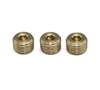 PrecisionGeek Tappo di chiusura 1/8" NPT Presa per filettatura esterna in ottone, tappi filettati - Set di 3 pezzi