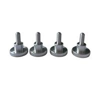 PrecisionGeek Viti a testa zigrinata in alluminio M4 x 10 mm, DIN 464, avvitate a mano senza attrezzi, maniglie a testa piatta, viti leggere in alluminio, 4 pezzi