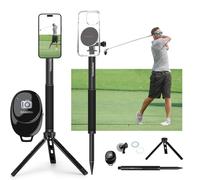 PrecisionMaster Treppiede & Monopiede Golf, Bastone Magnetico per Riprese Golf 135cm Alluminio Regolabile, Aiuto Allenamento Swing Golf Compatibile con iPhone Android