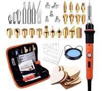 Preciva 45 Pezzi Kit Pirografia Legno, 60W Portatile Kit Saldatore,Temperatura 220° C a 480° C,Attrezzi Incisione Professionale lavori Pirografo su Cuoio Legno,Custodia per il trasporto