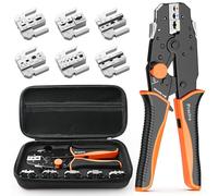Preciva 6 Pz Set Di Pinze A Crimpare Con borsa di stoffa,Ganasce A Rilascio Rapido，Faston Kit，Crimpatrice Capicorda，Pinze Crimpatrici Per Terminali A Cavo,Isolanti, Non Isolati