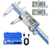 Preciva Calibro Digitale Professionale, IP54 Impermeabile, Calibro digitale con Grande Schermo LCD, Ricarica USB Type-C, Alta Precisione 0,01mm/0,0005in, Vernier Digitale eggero