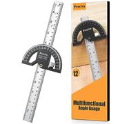 Preciva Goniometro Angolare 0-180° Acciaio Inox con Righello 30cm - Strumento Essenziale per Falegnameria e Misurazioni Precise