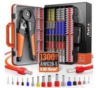 Preciva Pinza Crimpatrice 0,08-16 mm² con 1300 ghiere a filo singole e doppie, set di pinze per capicorda, regolabili, per l'industria, pinze a crimpare per il fai da te