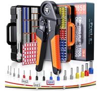 Preciva pinza crimpatrice capicorda, 0,08-16 mm², abbinata a 1500 terminali e 100 fascette da 15 cm; per raggruppare cavi multipli, completata da 60 etichette per fascette.