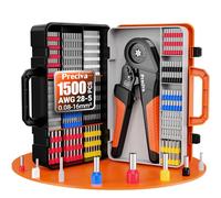 Preciva Pinza Crimpatrice Capicorda 0,08-16 mm² con 1500 ghiere, set di Pinze a Crimpare, regolabili, per l'industria, Pinze a Crimpare per il fai da te