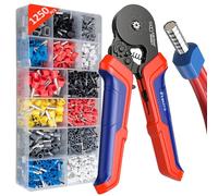 Preciva Pinza Crimpatrice con 1250 Puntali, Crimpatrice Professionale 0.25-10mm² per Cavi Isolati, Pinza a Cricchetto per AWG 23-7