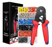 Preciva Pinza Crimpatrice, Crimpatrice Capicorda con 1200 Capicorda Isolati | Kit Completo per Elettricisti ,Kit di Utensili a Crimpare per Terminali di Cavi Isolati, Profilo Quadro, per 0,25-10 mm²
